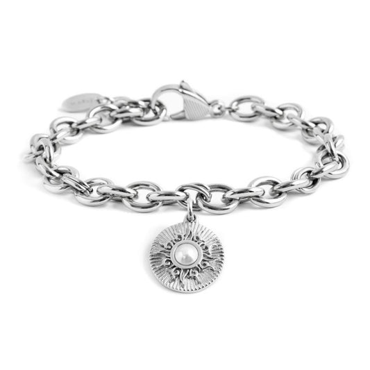 Bracciale sole pendente con perla ( BASE BIANCA o GIALLA )