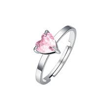 ANELLO DONNA IN ACCIAIO CON CUORE CRISTALLO ROSA