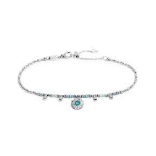 BRACCIALE CATENA CHICCO DI RISO CON SOLE PENDENTE BASE BIANCA
