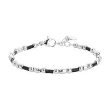 BRACCIALE BAMBINO IN ACCIAIO CON PIETRE NERE