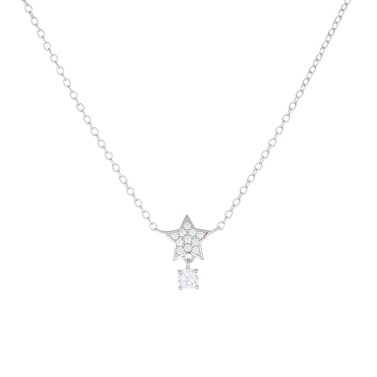 Collana Stella e Punto Luce con Zirconi Bianchi