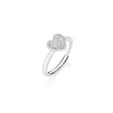 Anello Cuore Luminoso Pavé Regolabile
