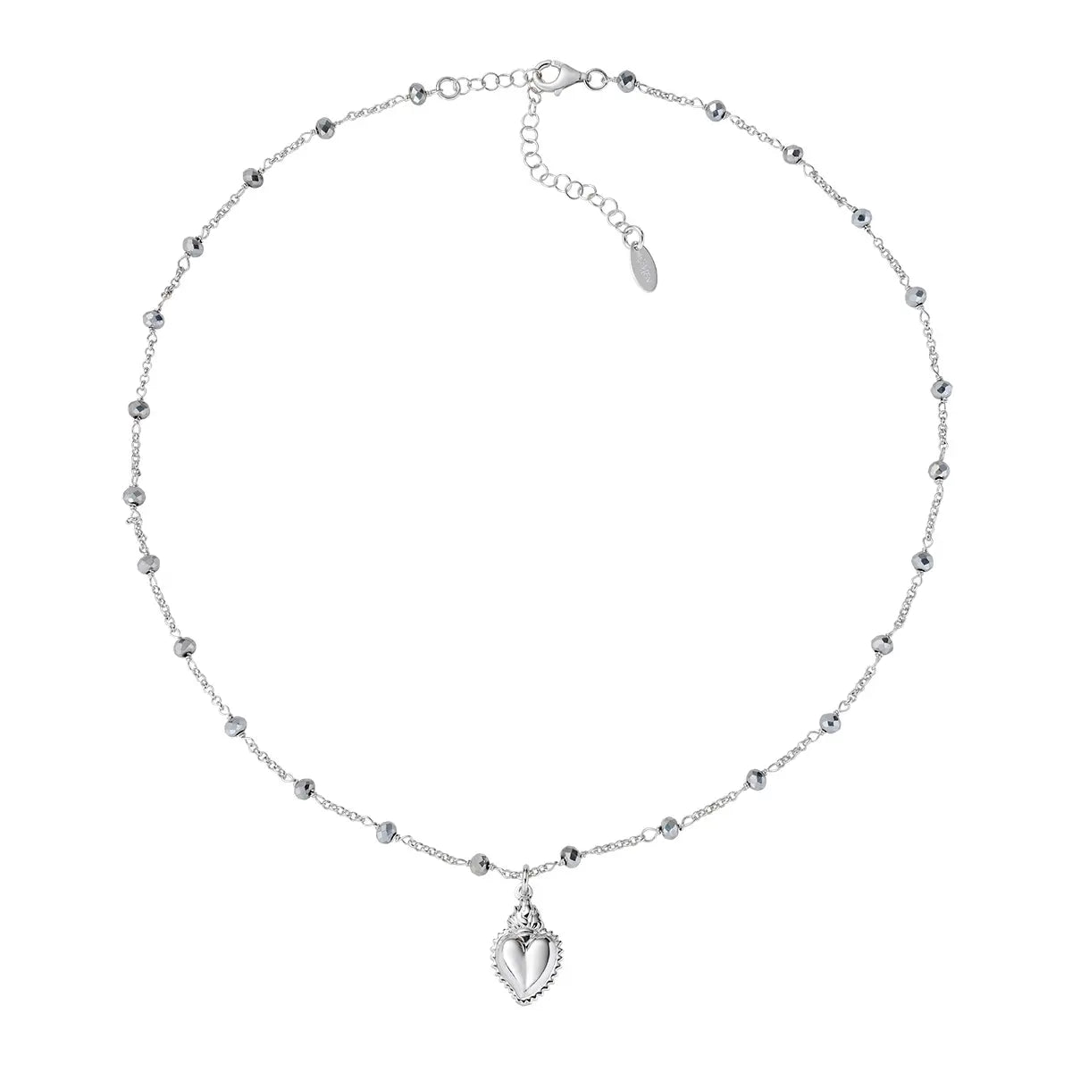 Collana Sacro Cuore con Cristalli Grigi