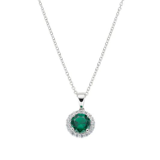 Collana Diamond con Zircone tondo Verde