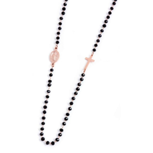 Collana rosario cristalli sfaccettati LUI/LEI (BASE ROSA)