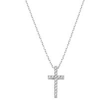 Collana Croce Media con Zirconi Bianchi