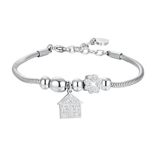 BRACCIALE DONNA IN ACCIAIO CASA E CRISTALLI