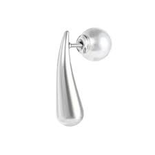 Orecchino a lobo goccia 2,2 cm con chiusura perla BIANCO