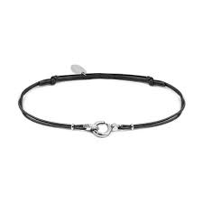 BRACCIALE CORDINO NERO CON BASE BIANCA