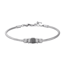 BRACCIALE UOMO IN ACCIAIO CON ELEMENTO CON SMALTO NERO