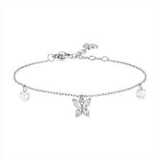 BRACCIALE DONNA IN ACCIAIO CON PENDENTE FARFALLA ED ALI ZIRCONE BIANCO