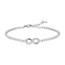 BRACCIALE TENNIS DONNA IN ACCIAIO CON INFINITO E PUNTI LUCE CON ZIRCONI BIANCHI