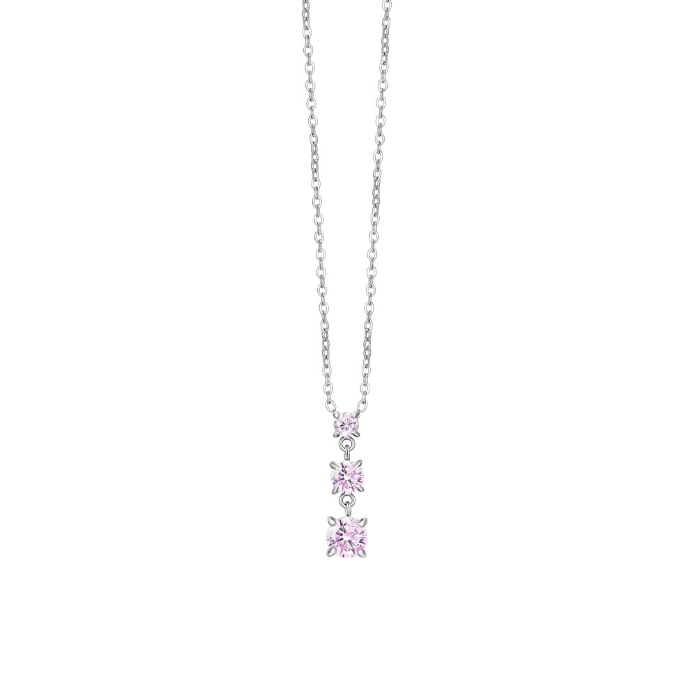 COLLANA DONNA IN ACCIAIO CON ZIRCONI ROSA