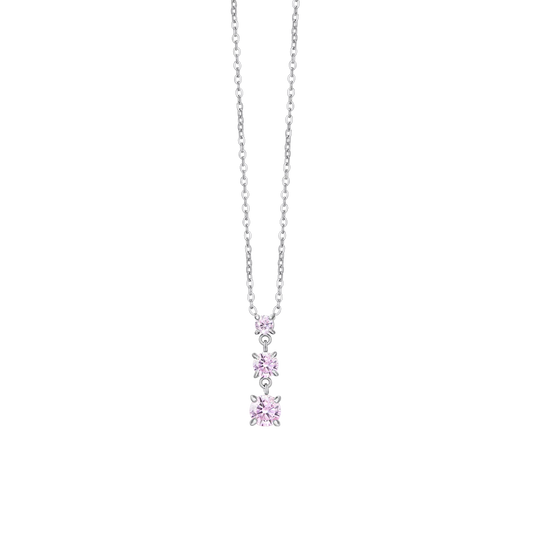 COLLANA DONNA IN ACCIAIO CON ZIRCONI ROSA