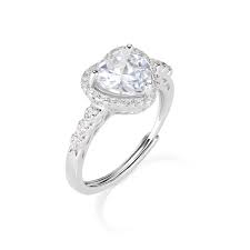 Anello Regolabile Big Diamonds Cuore Bianco