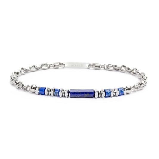 Bracciale elementi in pietra ed elementi in ematite catena marine BLU - MARRONE