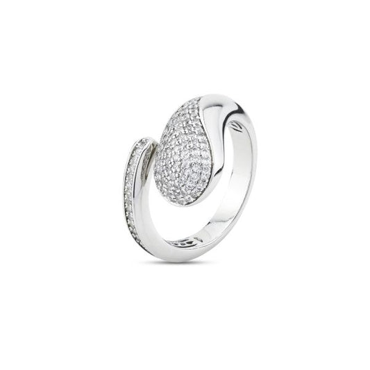 Anello contrarié con goccia zirconata