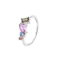 ANELLO CON CRISTALLI MULTICOLORE E FORME DIVERSE