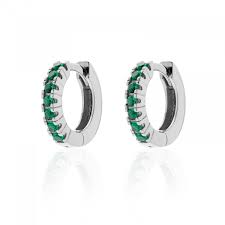 MONO ORECCHINO DONNA IN ACCIAIO CON ZIRCONI VERDI