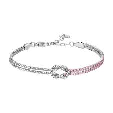 BRACCIALE DONNA IN ACCIAIO CON NODO E ZIRCONI ROSA