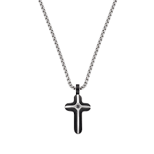 Collana Pendente Croce Bicolore in Acciaio