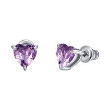 ORECCHINI DONNA IN ACCIAIO CON CUORE CRISTALLO VIOLA