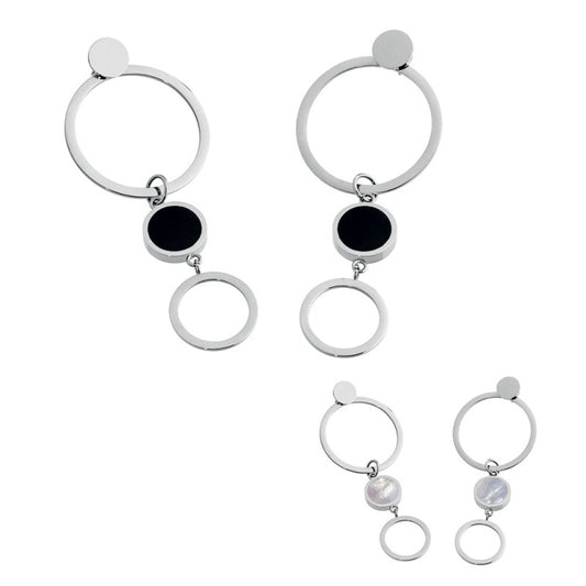 Orecchini a lobo con acrilico e madreperla (BASE BIANCA)