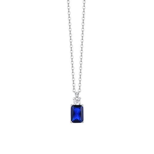 COLLANA DONNA IN ACCIAIO CON ZIRCONI BLU E BIANCO