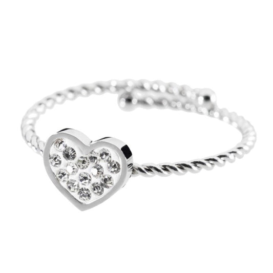 Anello cuore con cristalli (BASE BIANCA )