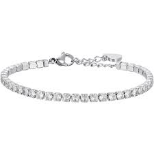 BRACCIALE TENNIS DONNA IN ACCIAIO CON CRISTALLI BIANCHI