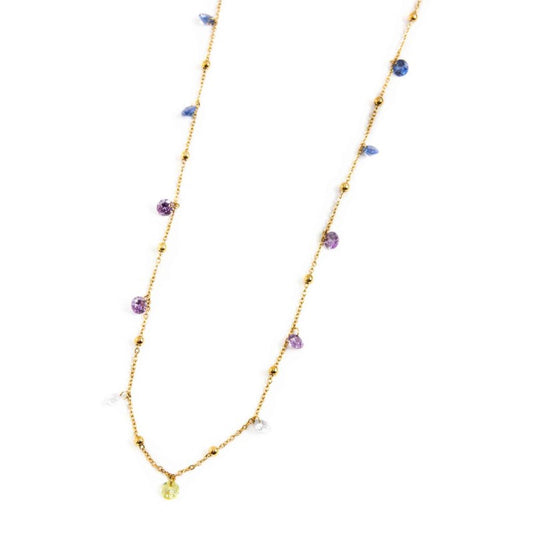 Collana zirconi e sfere SW MULTICOLORE  ( BASE GIALLA )