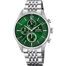 OROLOGIO FESTINA VERDE CON CINTURINO IN ACCIAIO, UOMO