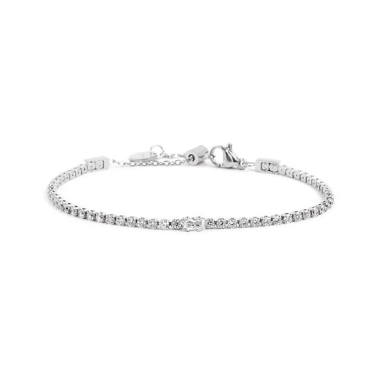 Bracciale tennis 2mm con zircone centrale