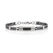 Bracciale in Acciaio e Ematite Nero
