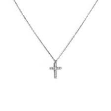 Collana croce pendente 1,4cm con zirconi ( BASE BIANCA )