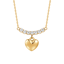 COLLANA DONNA IN ACCIAIO IP GOLD CON CUORE E ZIRCONI BIANCHI