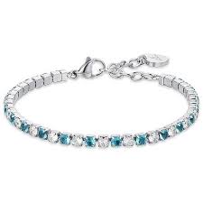 BRACCIALE TENNIS DONNA CRISTALLI AZZURRI E BIANCHI