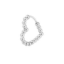 Orecchino cuore 1,8 cm trama con sfere BIANCO