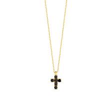 COLLANA CROCE CON CRISTALLI NERI