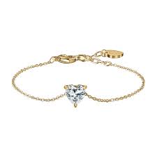 BRACCIALE DONNA IN ACCIAIO E IP GOLD CON CUORE CRISTALLO BIANCO