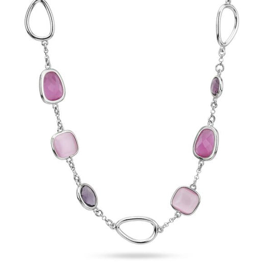 Girocollo con cristalli di colore ametista, rosa shocking, rosa chiaro