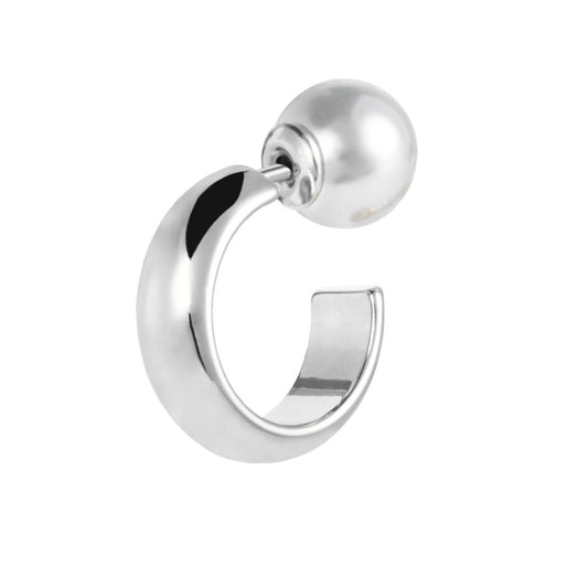 Orecchino a lobo a cerchietto 1,5cm con chiusura perla BIANCO