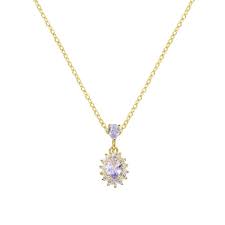 COLLANA MINI ROYAL DORATA CON ZIRCONE LILLA