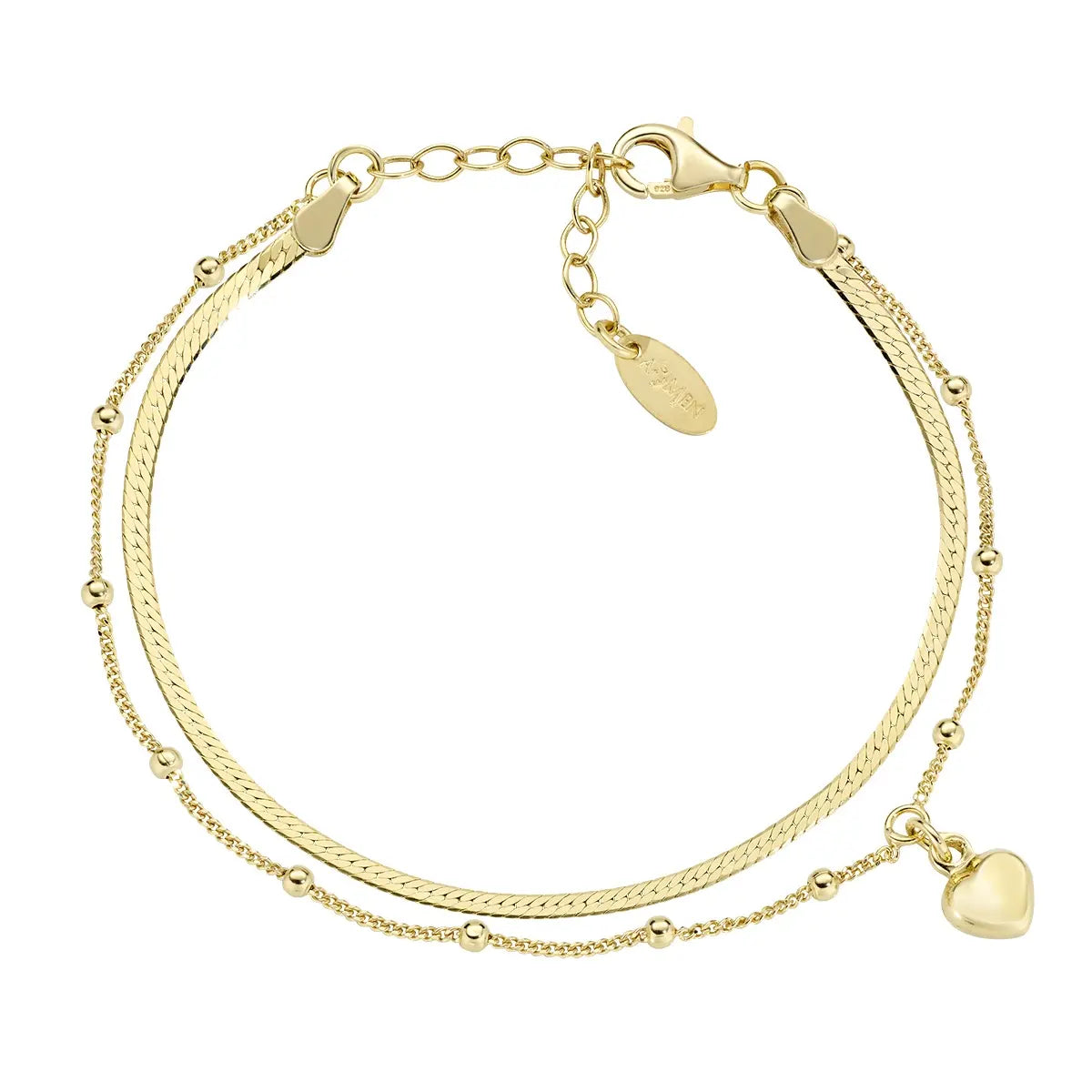 Bracciale Doppia Catena con Cuore