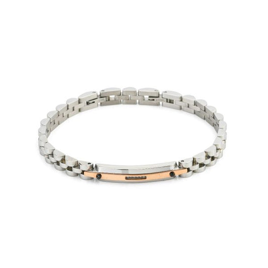 BRACCIALE ACCIAIO ( INSERTI ROSATI )