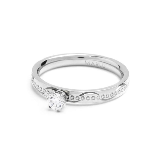 Anello texture cerchi con zircone centrale (BASE BIANCA)