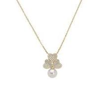 Collana Tris di Cuori Pavé e Perla Dorata
