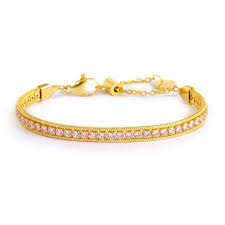 Bracciale tennis zirconi baguette catena snake squadrata GIALLO