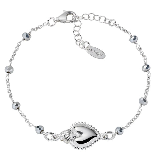 Bracciale Sacro Cuore con Cristalli Grigi