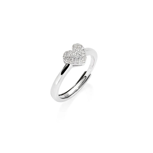 Anello Regolabile Mini Cuore Pavé